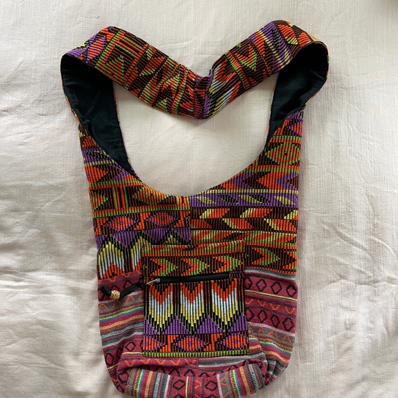 Colorful Tribal Bucket Hobo Boho bag 100% cotton - Picture 1 of 11